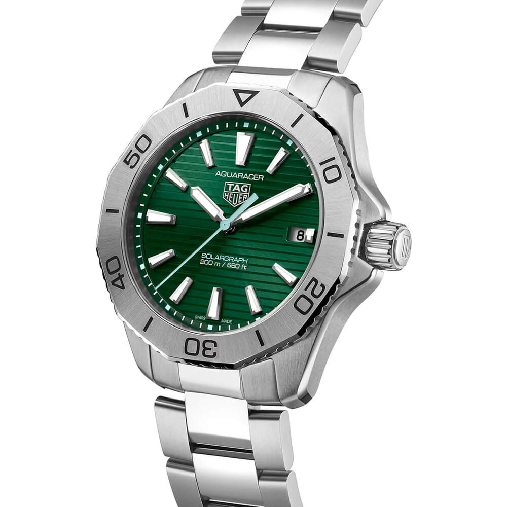 TAG Heuer Aquaracer Professional 200 Solargraph 40mm Green Dial Steel Bracelet Watch image number 1