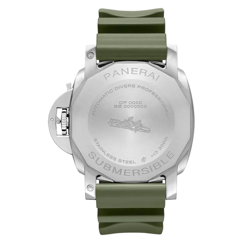 Panerai Submersible 44mm QuarantaQuattro Bianco White Dial Green Strap Watch