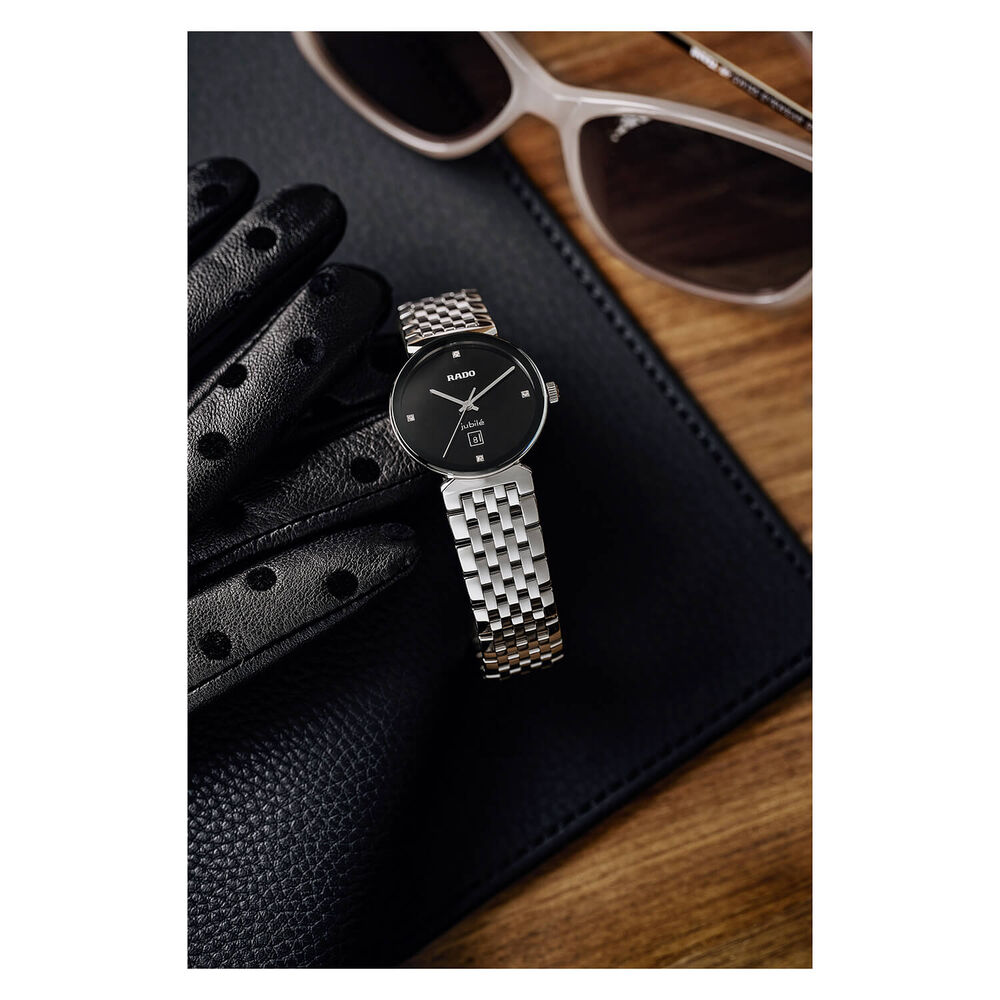 Rado Florence 30MM Black Diamond Dot Dial Steel Case Bracelet Watch image number 2