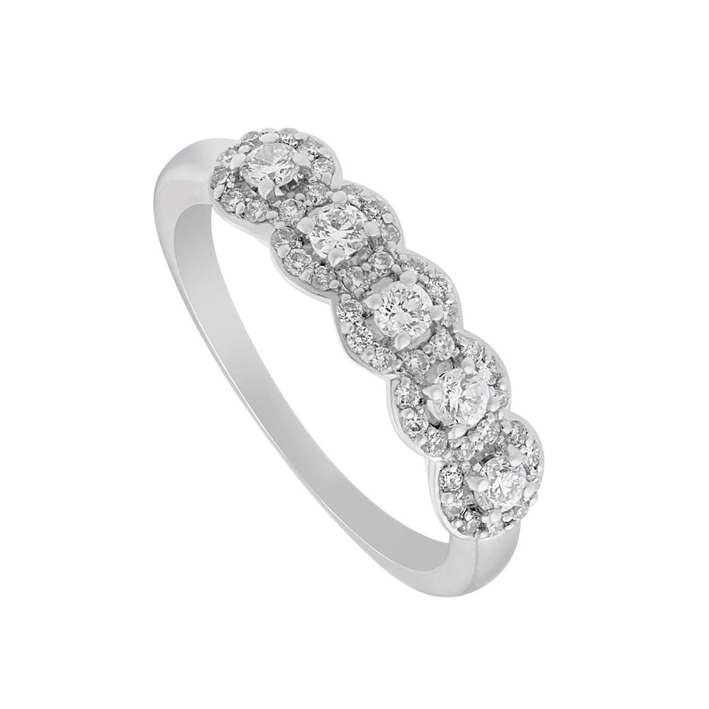9ct white gold 0.50 carat diamond halo cluster ring