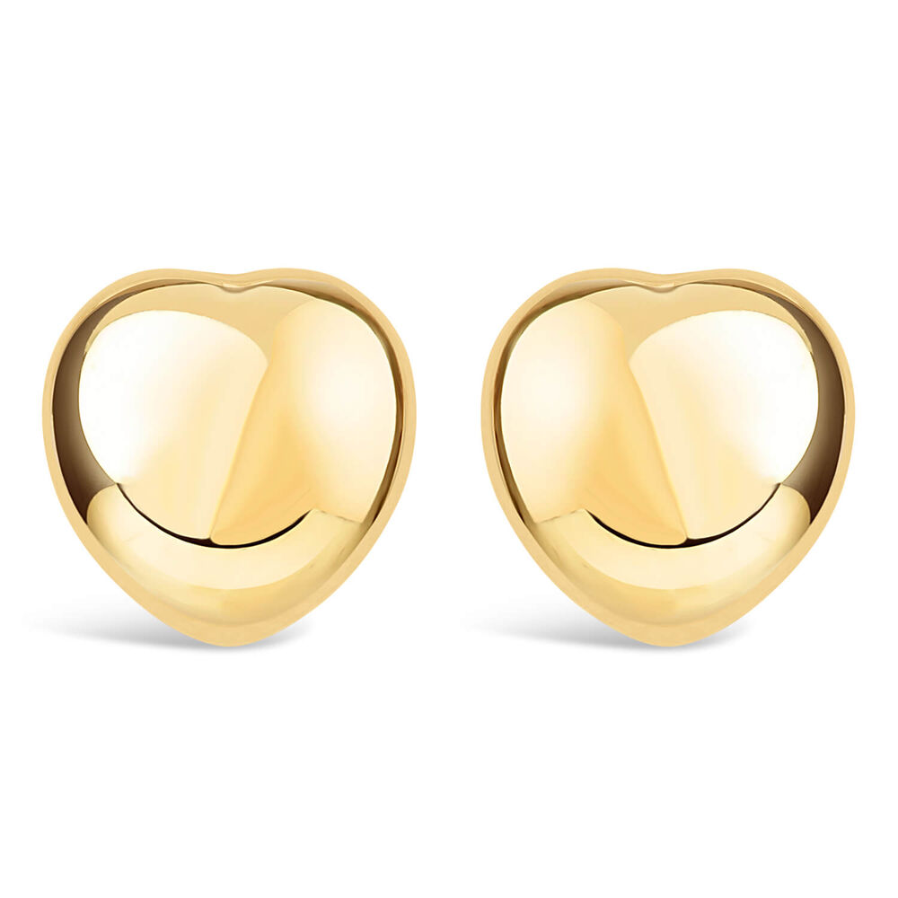 9ct Yellow Gold Heart Stud Earrings image number 0