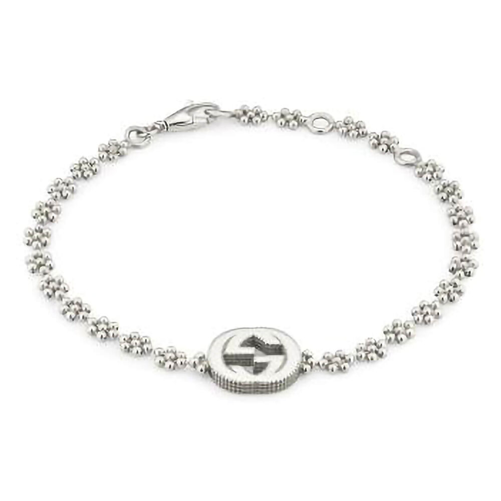 Gucci Interlocking G Sterling Silver Flower Small Link Bracelet