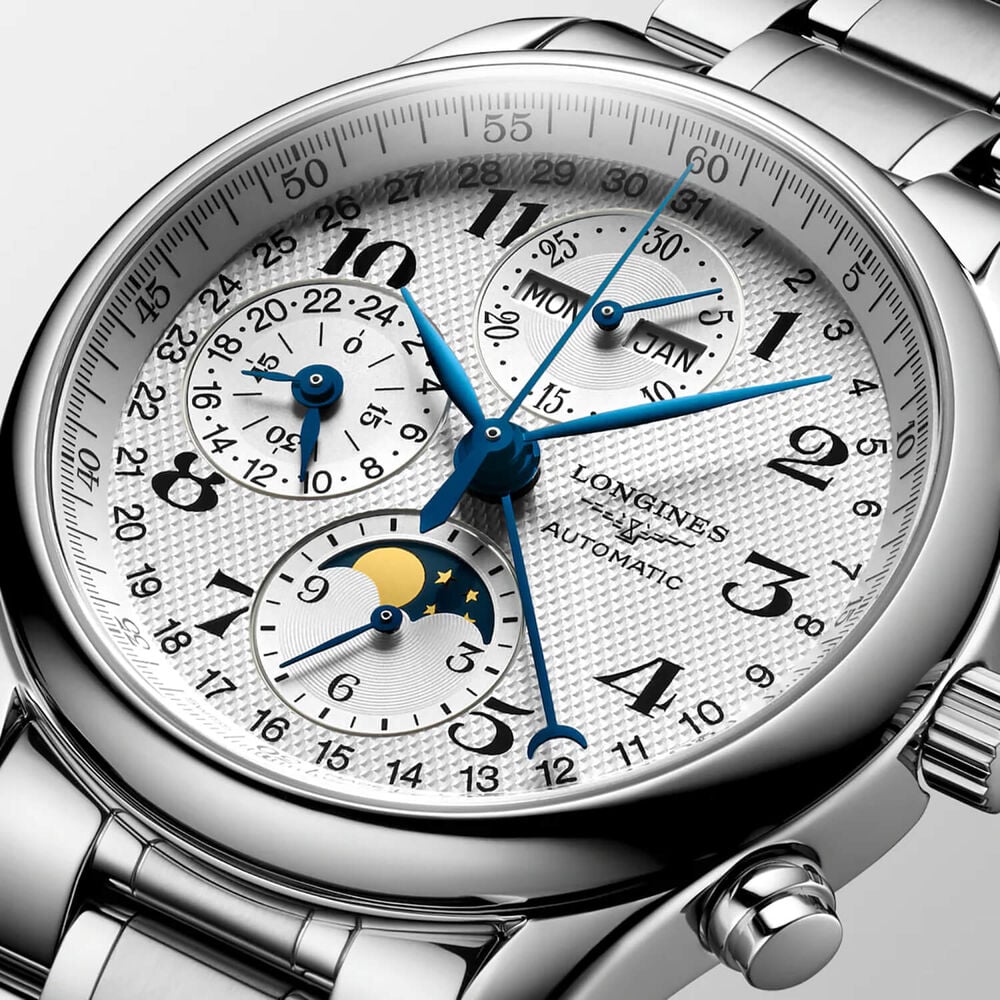 Longines Master Collection Moonphase 40mm Silver Dial Steel Bracelet Watch