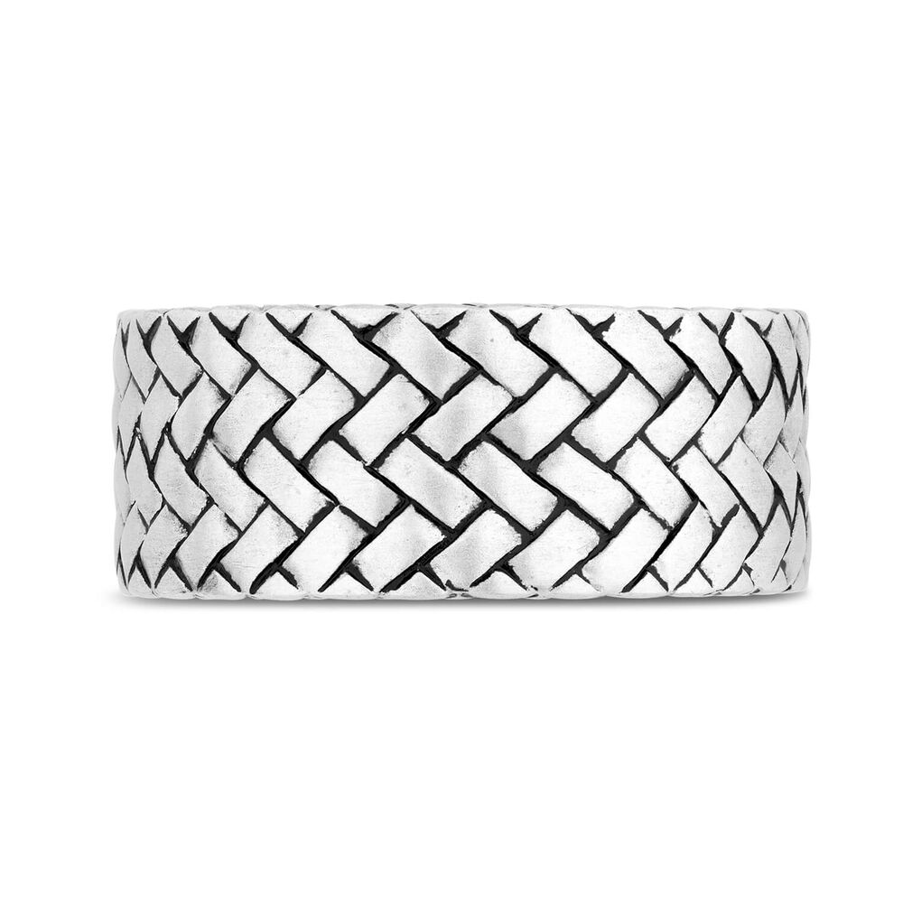Gents Sterling Silver Plaited Wide Band Ring