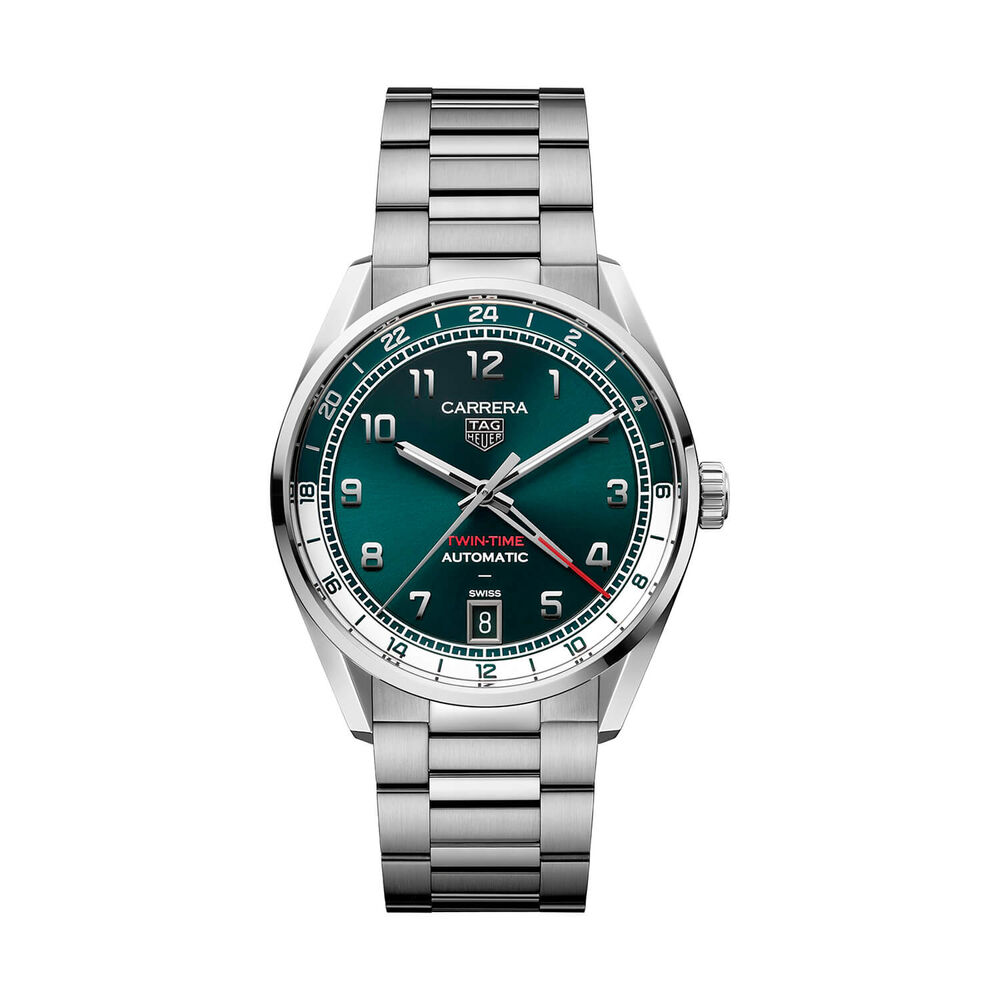 TAG Heuer Carrera Date 41mm Green Teal Dial Stainless Steel Bracelet Watch