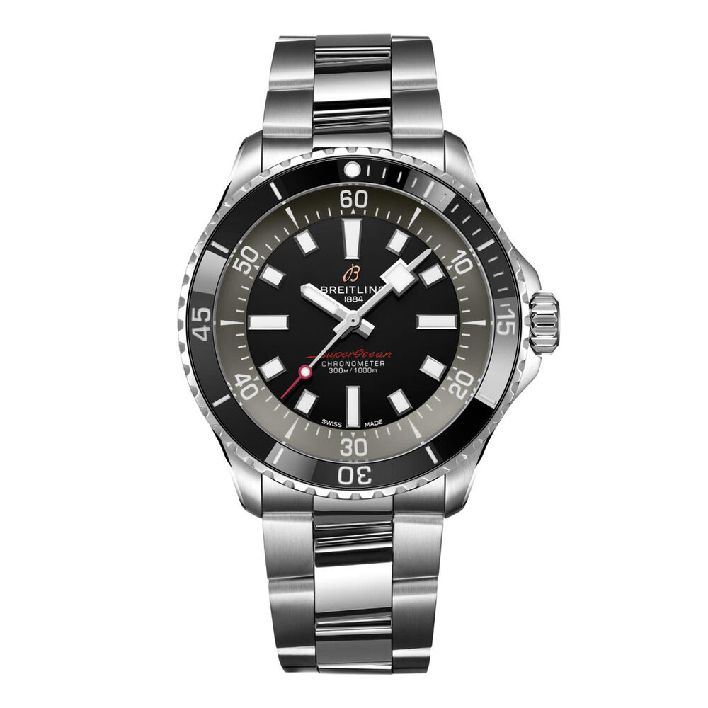 Breitling UK Edition Superocean 42mm Black Dial Black Bezel Steel Bracelet Watch image number 0