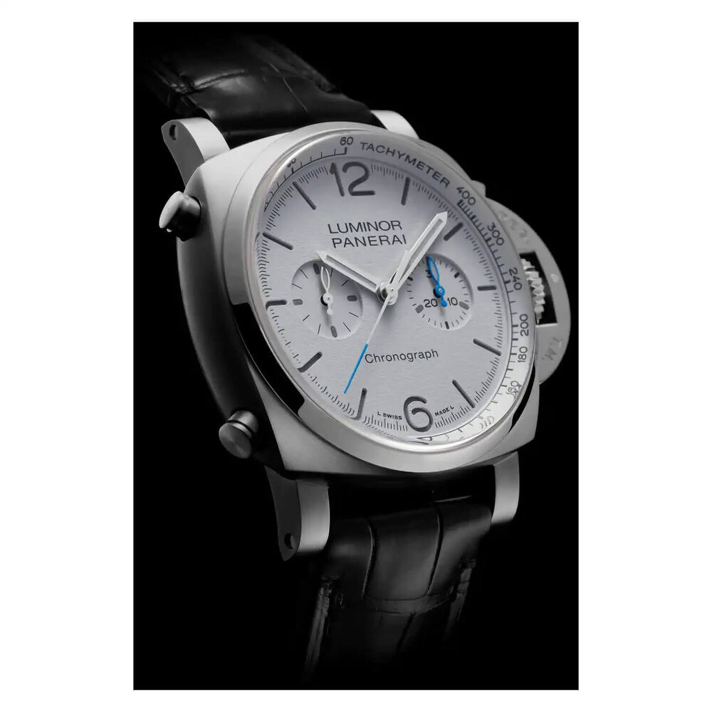Panerai Luminor 44mm Chrono White Dial Black Strap Watch image number 3