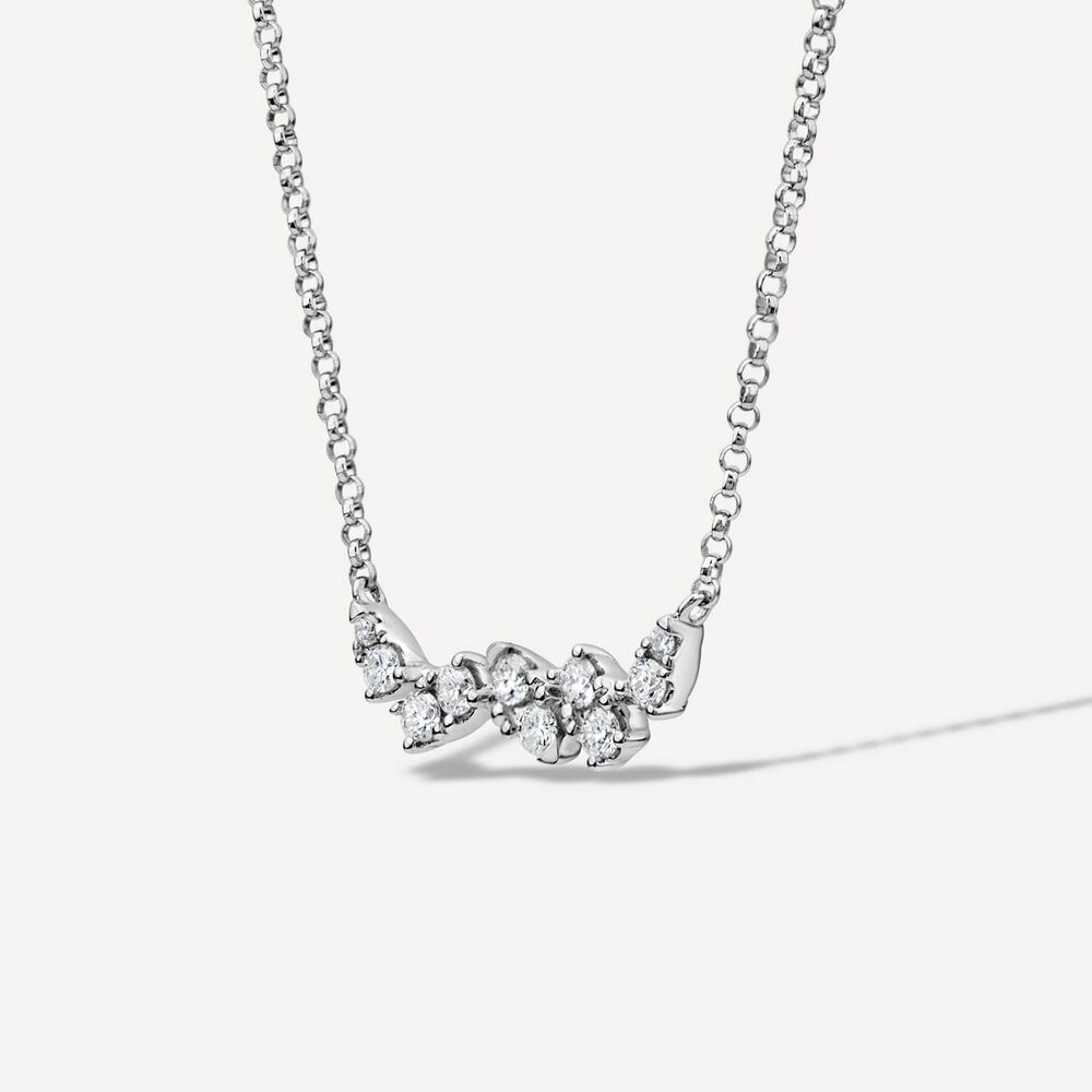 9ct White Gold 0.23ct 10 Stone Diamond Wave Necklet image number 1