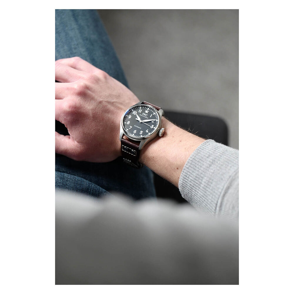IWC Schaffhausen Big Pilot's Watch 43 Black Dial Brown Strap Watch image number 8