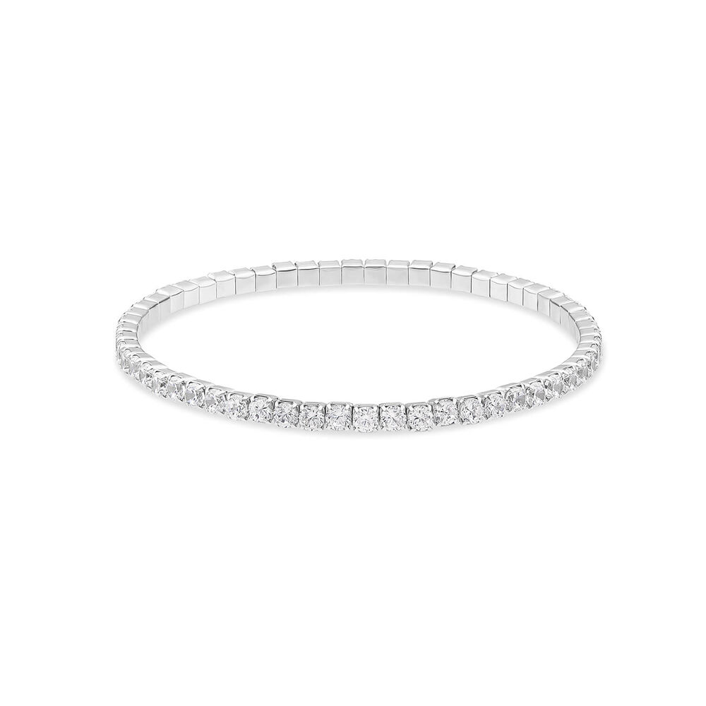 Sterling Silver Cubic Zirconia Flexible Tennis Braceet
