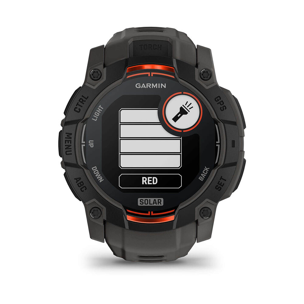 Garmin Instinct 3 Solar 50mm Black Bezel Charcoal Silicon Strap Watch image number 3