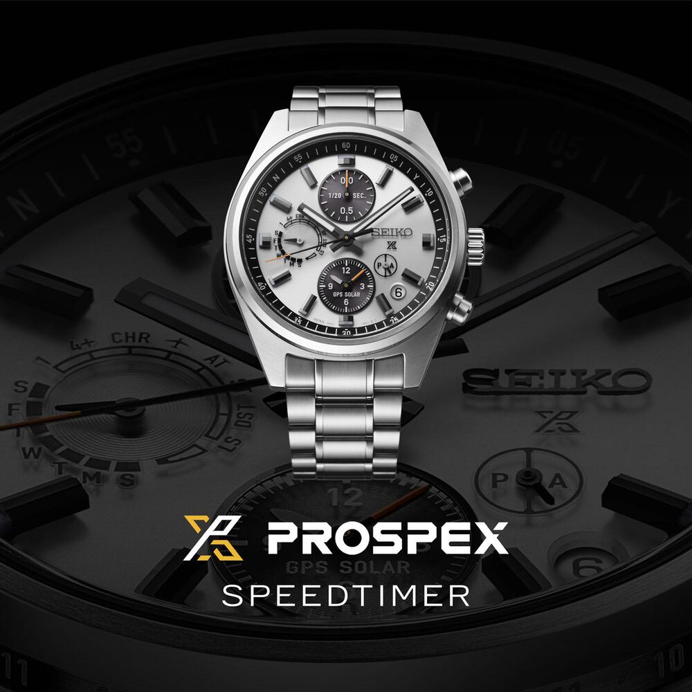 Seiko Prospex GPS Solar Chronograph Speedtimer 42mm Silver Dial Stainless Steel Bracelet Watch image number 3