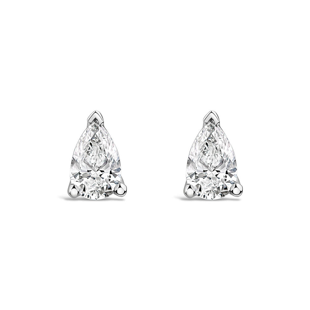 Born 9ct White Gold 1.00ct Lab Grown Pear Diamond Stud Earrings image number 0