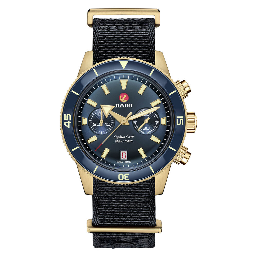 Rado Captain Cook Chronograph 43mm Blue Dial Strap Watch image number 2
