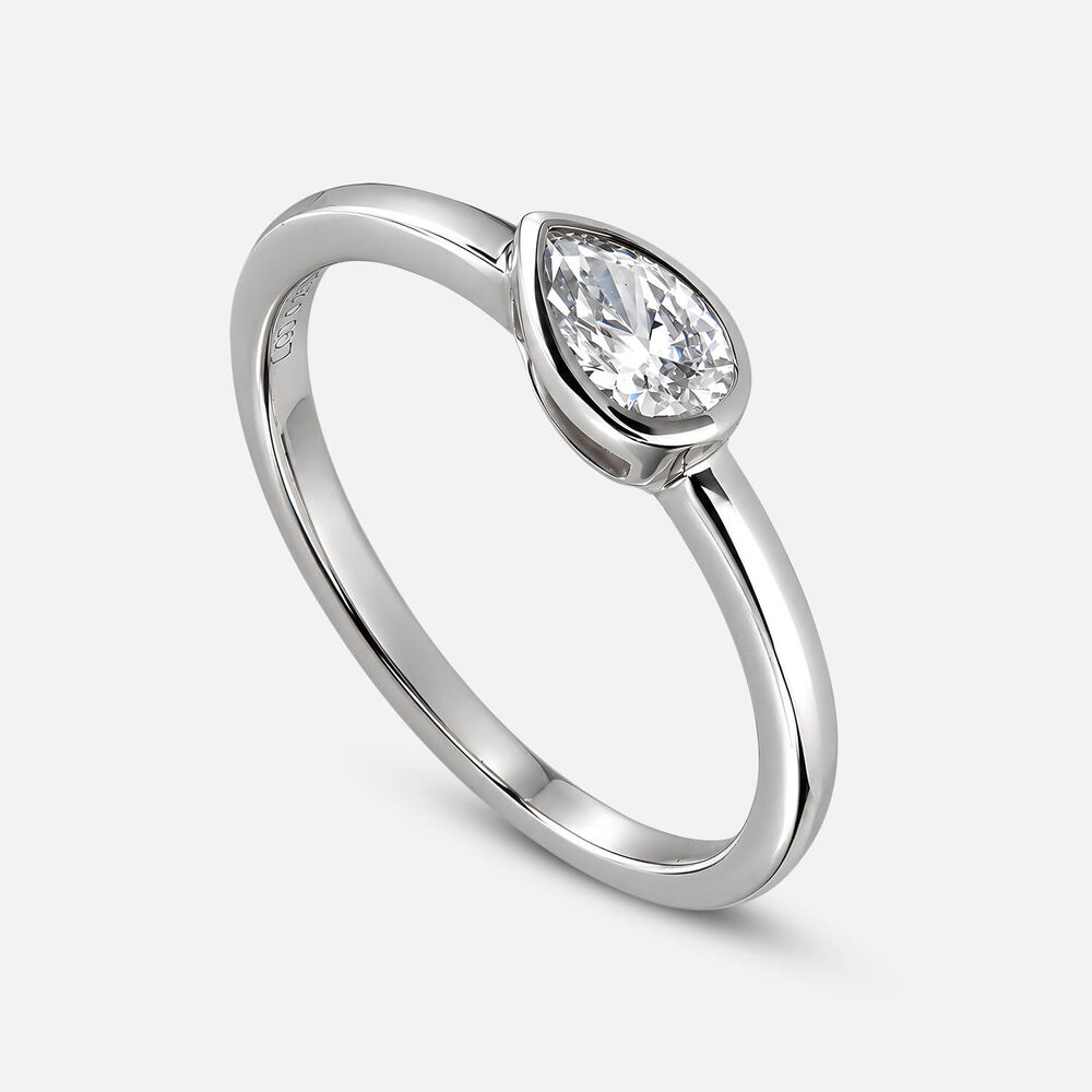 Born Contour 9ct White Gold 0.25ct Pear Lab Grown Diamond Bezel Set Ring