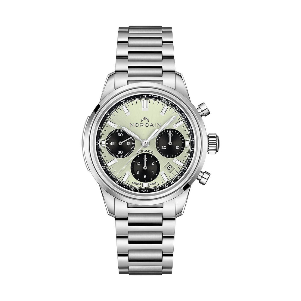 NORQAIN Freedom 60 Chronograph 40mm Pistachio Dial Stainless Steel Bracelet Watch image number 0