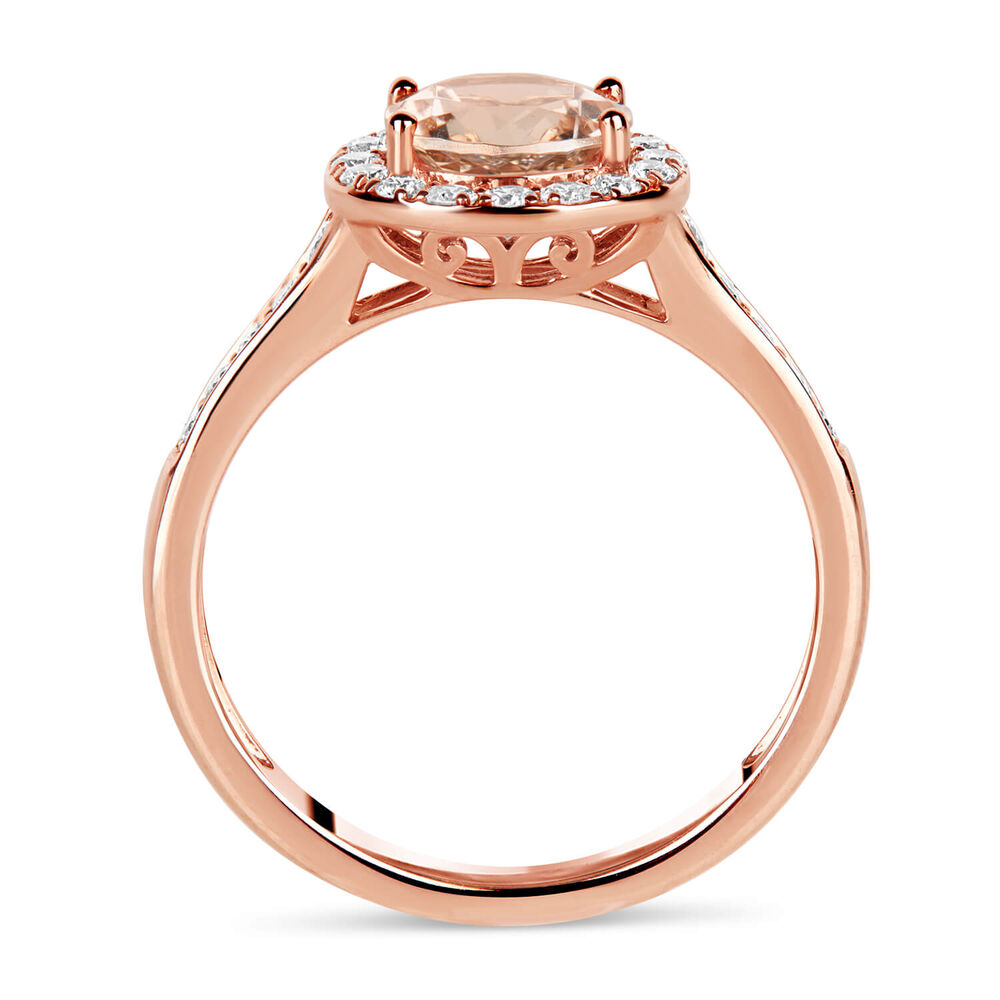 9ct Rose Gold 0.40ct Diamond & Morganite Round Cut Ring image number 2