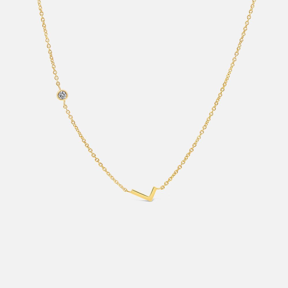 Yellow Gold Plated Vermeil Sterling Silver 0.06ct Lab Grown Diamond Initial L Necklet