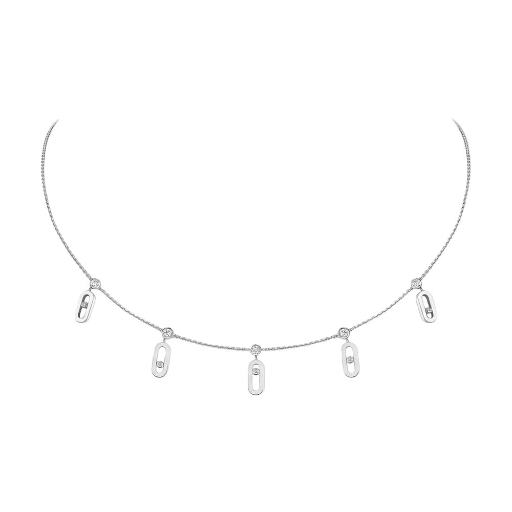 Messika Move Uno White Gold 0.20ct Diamond Drop Pendant Choker Necklace