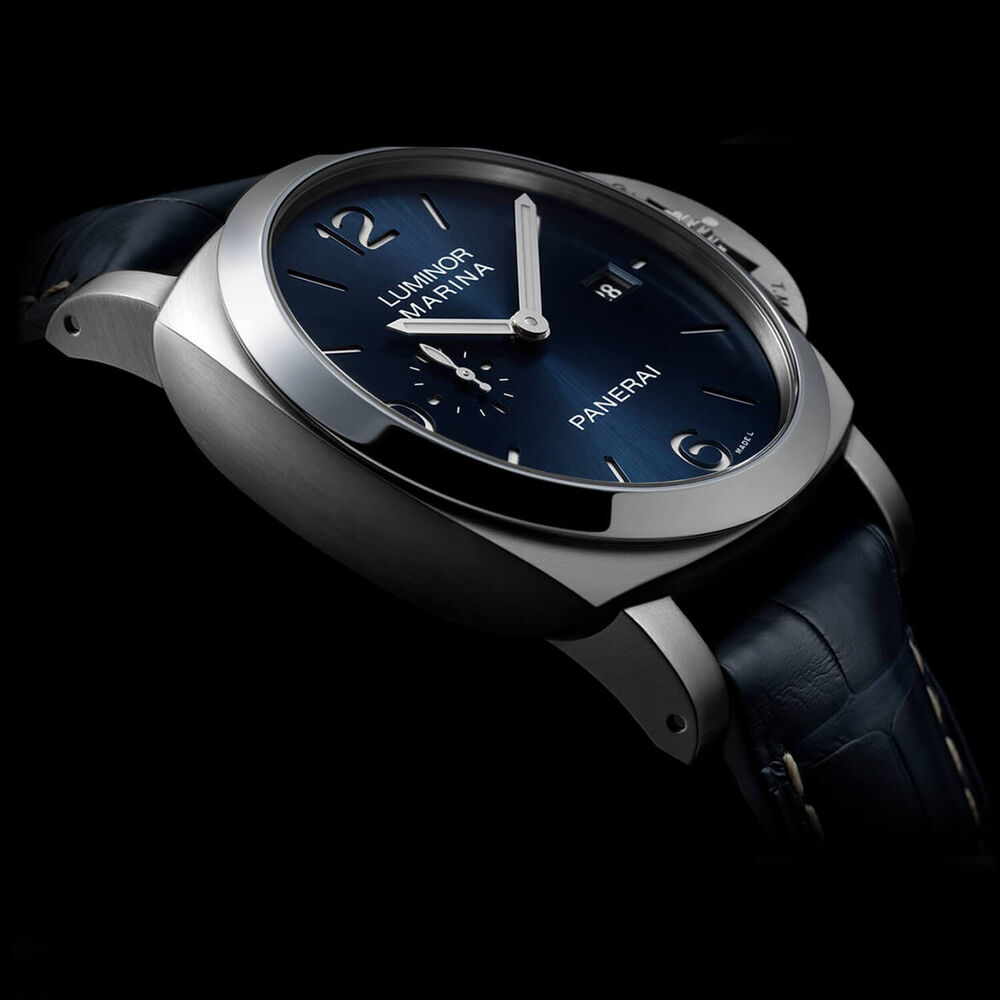 Panerai Luminor Marina 44mm Blue Dial Leather Strap Watch