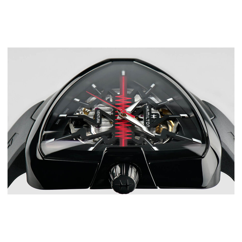 Hamilton Ventura Elvis 8- Skeleton Dial Black PVD Case Black Strap Watch image number 3