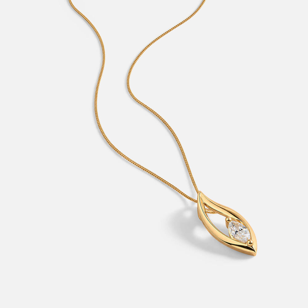 Yellow Gold Plated Vermeil Sterling Silver 0.30ct Lab Grown Marquise Diamond Open Tear Pendant