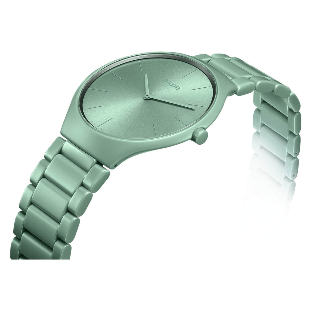 Rado True Thinline Les Couleurs Le Corbusier English Green Dial Strap Watch