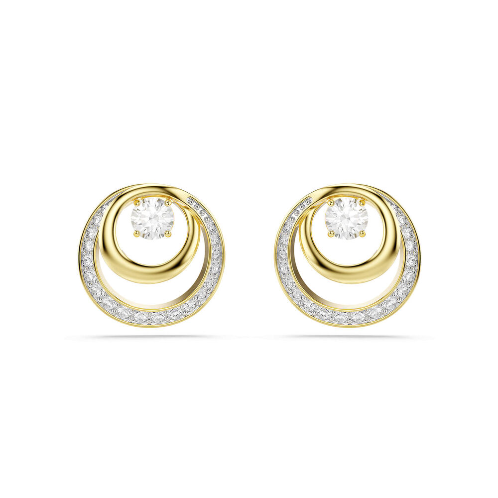 Swarovski Hyperbola Crystals & Cubic Zirconia 18ct Yellow Gold Finished Stud Earrings