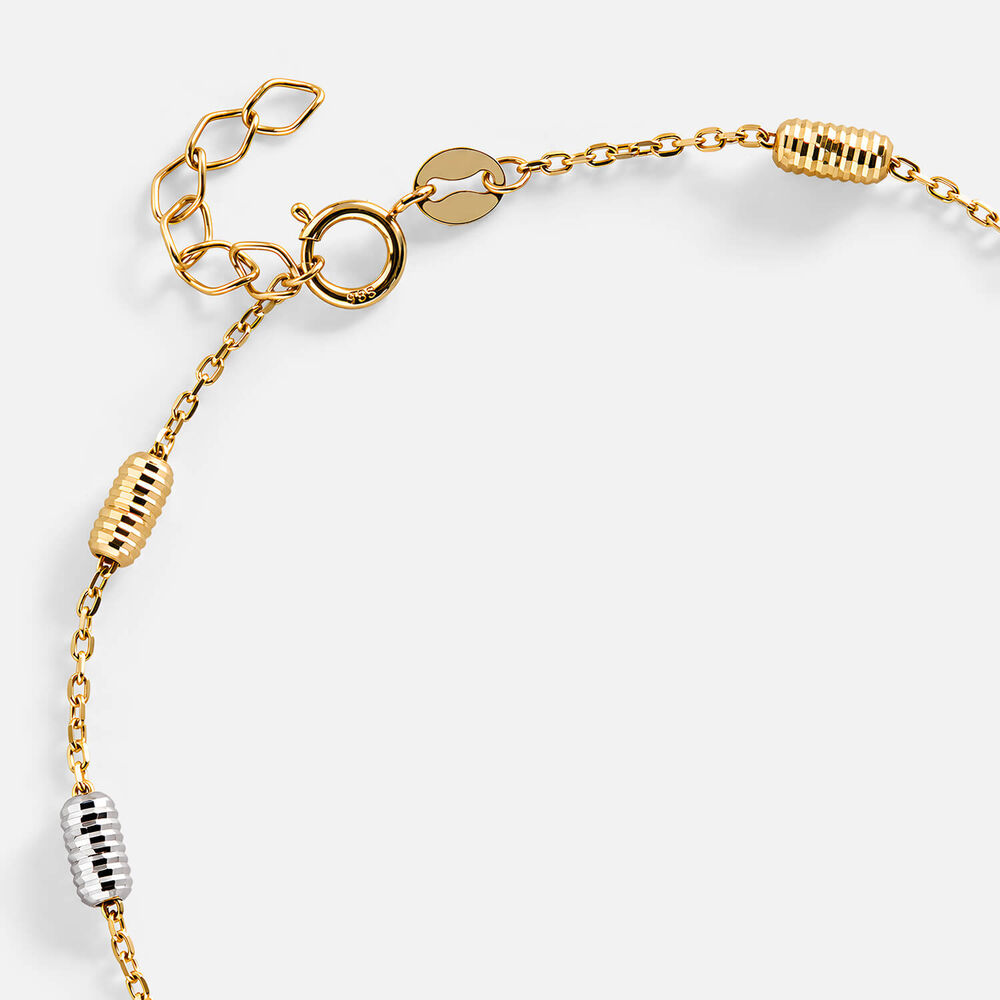 9ct Yellow & White Gold D-Cut Barrel Charms Bracelet