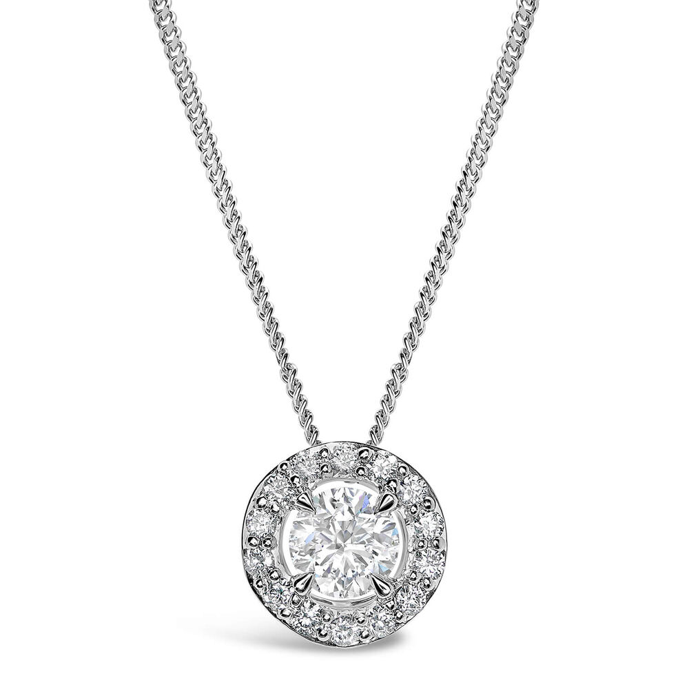 18ct White Gold 0.42ct Amia Diamond Halo Pendant