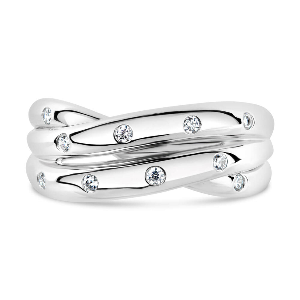 9ct White Gold 0.13ct Diamond Crossover Ladies Ring image number 10