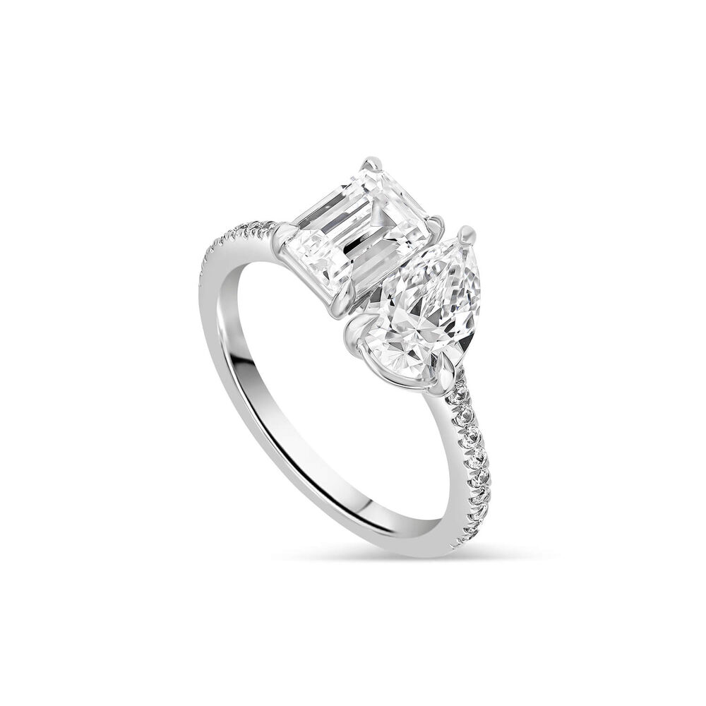 Born Platinum Toi Et Moi 2.15ct Lab Grown Pear & Emerald Diamond Ring