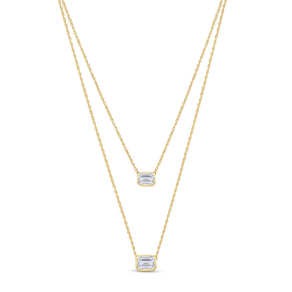 Born Contour 9ct Yellow Gold 0.40ct Emerald Lab Grown Diamond Double Necklet