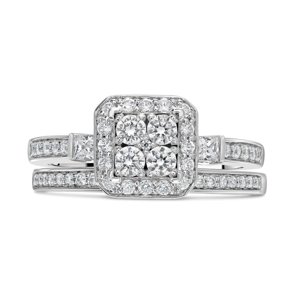 Ladies 9ct White Gold 0.75ct Diamond Quad Bridal Set