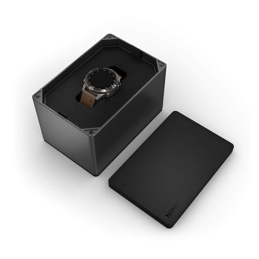 Garmin MARQ® Adventurer (Gen 2) 46mm Titanium Case Brown Hybrid Strap Watch image number 7