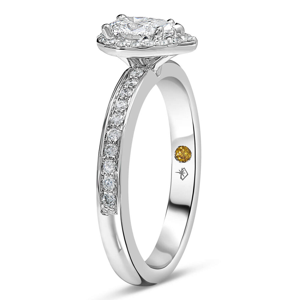 Northern Star 18ct White Gold 0.70ct Diamond Pear Halo & Shoulders Ring image number 3