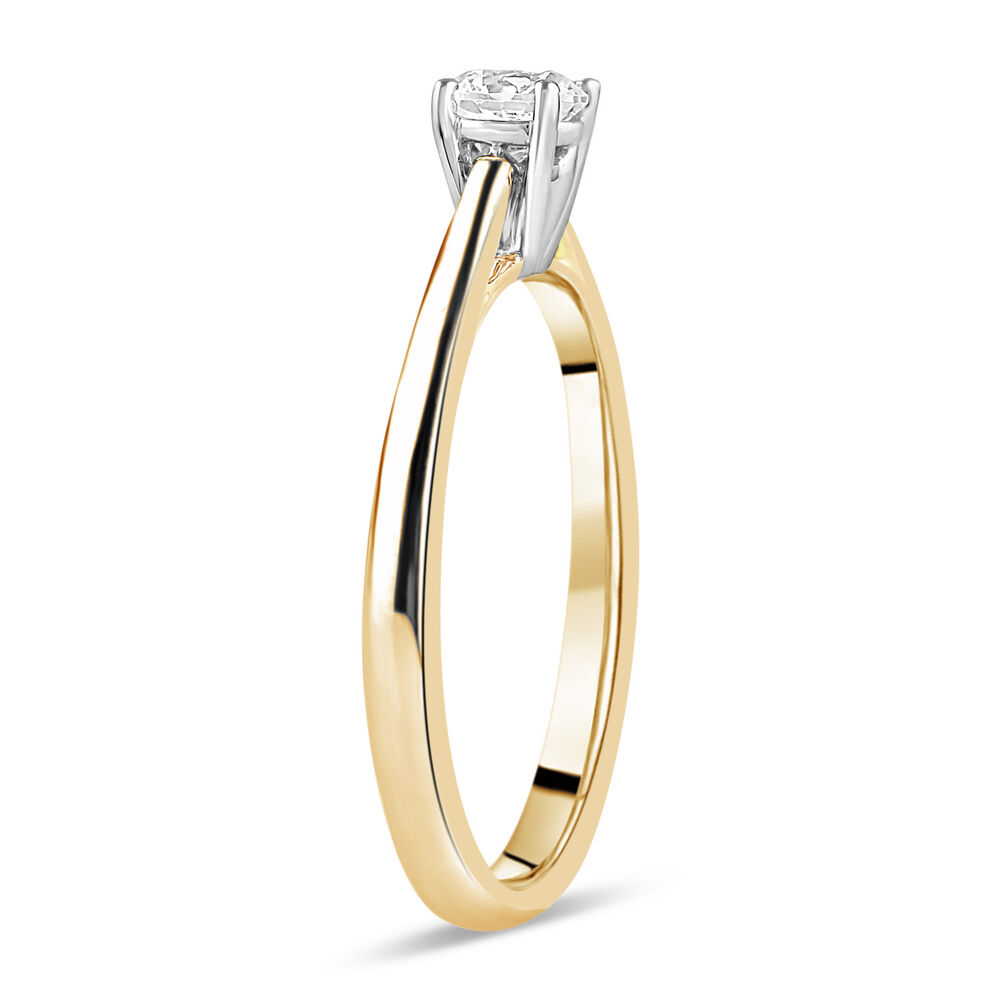 18ct Yellow Gold 0.25ct Round Diamond Tulip Setting Ring image number 3