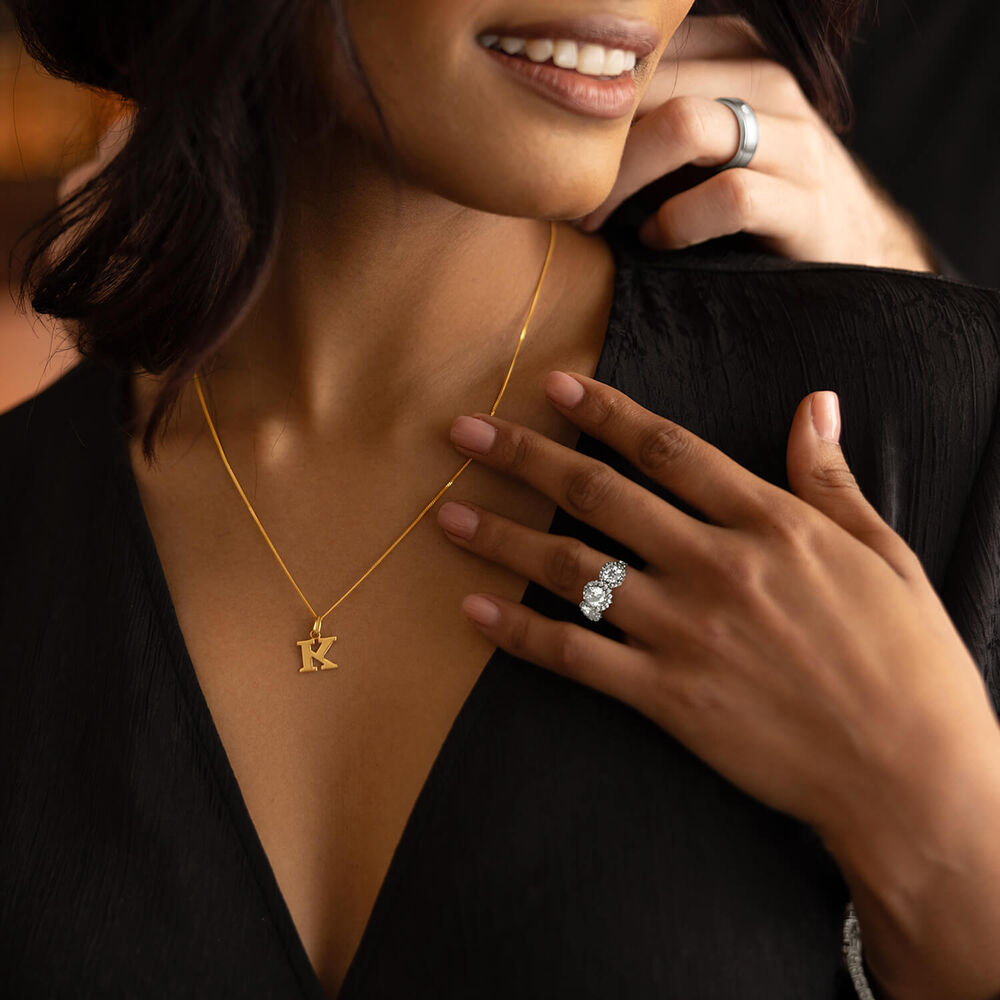 9ct Yellow Gold Plain Initial K Pendant  (Chain Included) image number 4