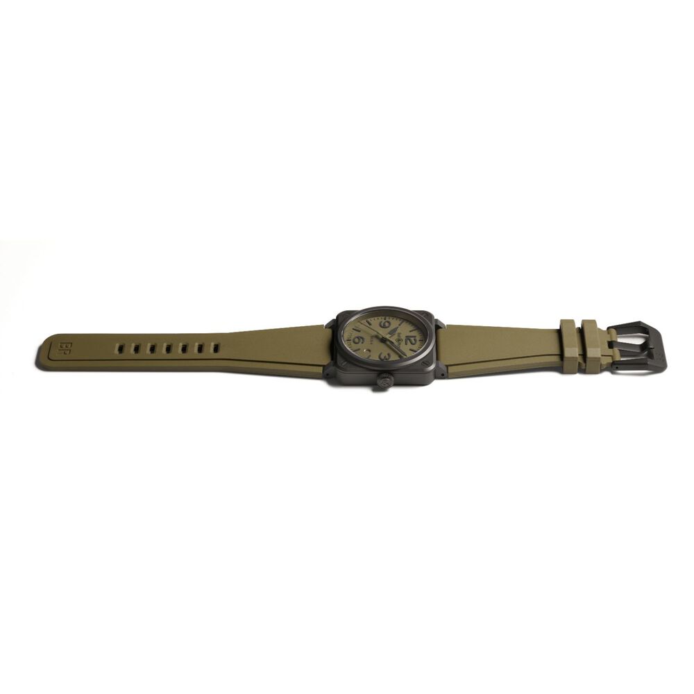 Bell & Ross 41mm Khaki Dial Black Ceramic Case Rubber Strap Watch image number 2