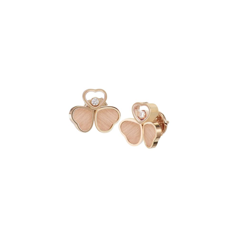 Chopard Happy Hearts Rose Gold 0.10ct Diamond Stud Earrings image number 0