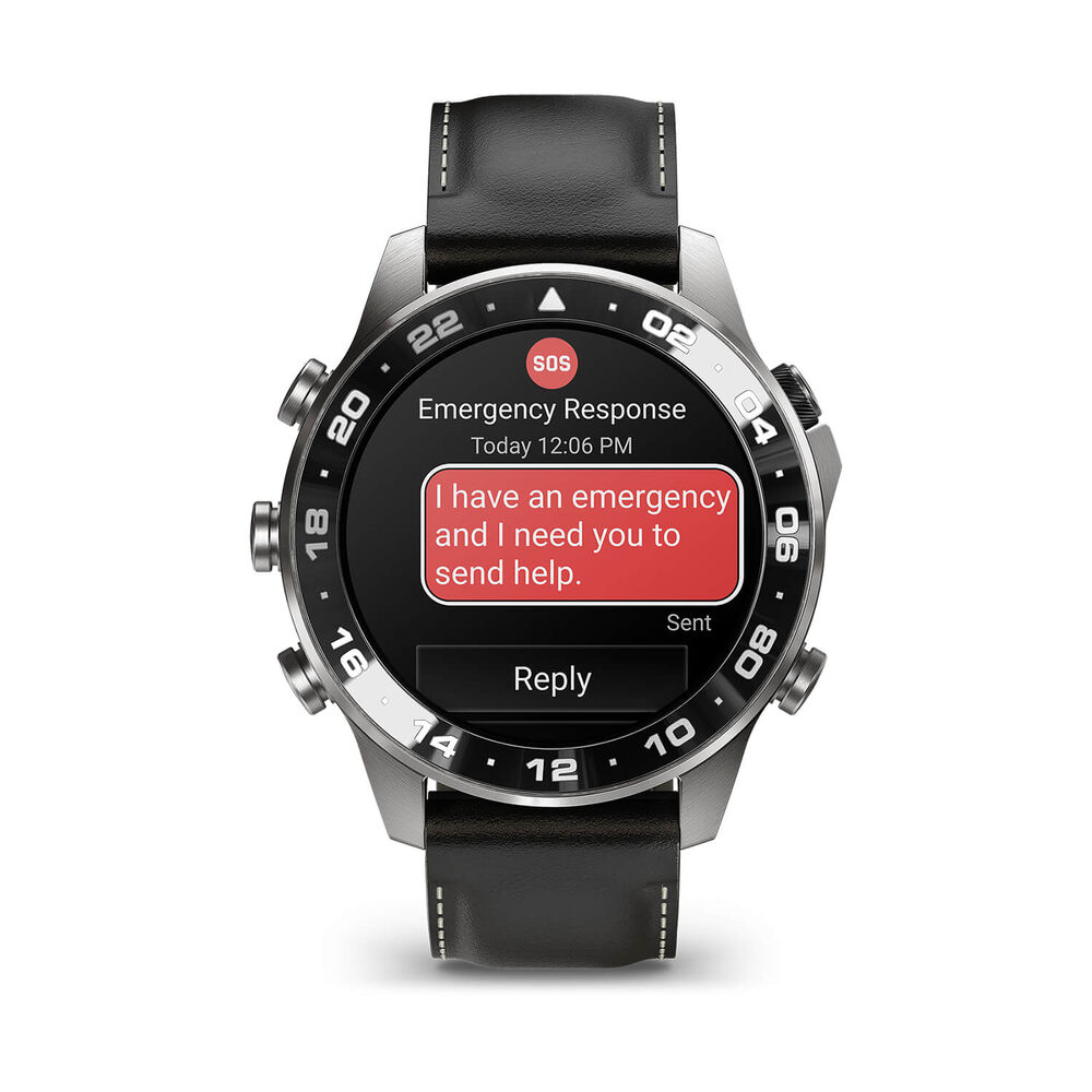 Garmin MARQ Aviator (Gen 3) 47mm Grade 5 Titanium Case Black Italian Calfskin Leather Watch