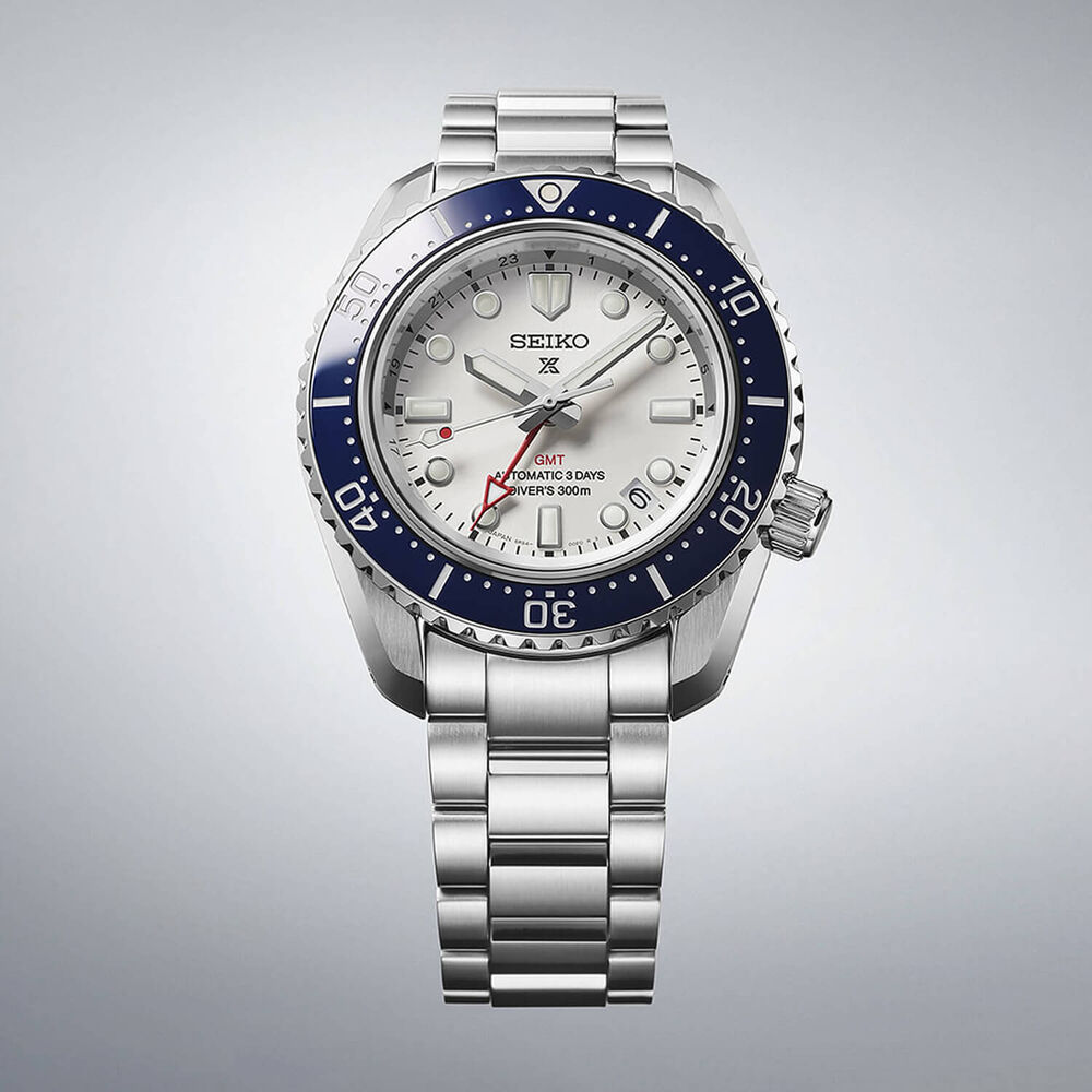 Seiko Prospex 1968 Heritage Diver’s GMT 60th Anniversary 42mm White Dial Steel Bracelet Watch image number 3