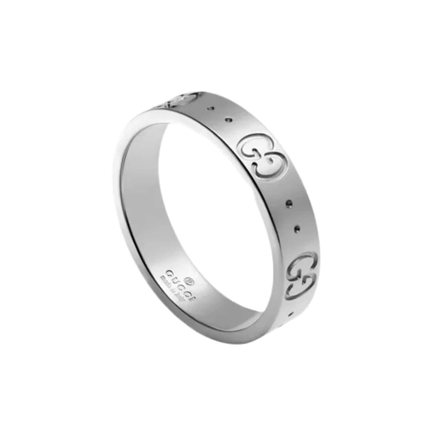 Gucci Icon 18ct White Gold Thin Band Ring UK Size O P