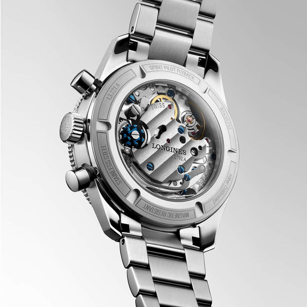 Longines Spirit Pilot Flyback 39mm Black Dial Stainless Steel Bracelet Watch image number 5
