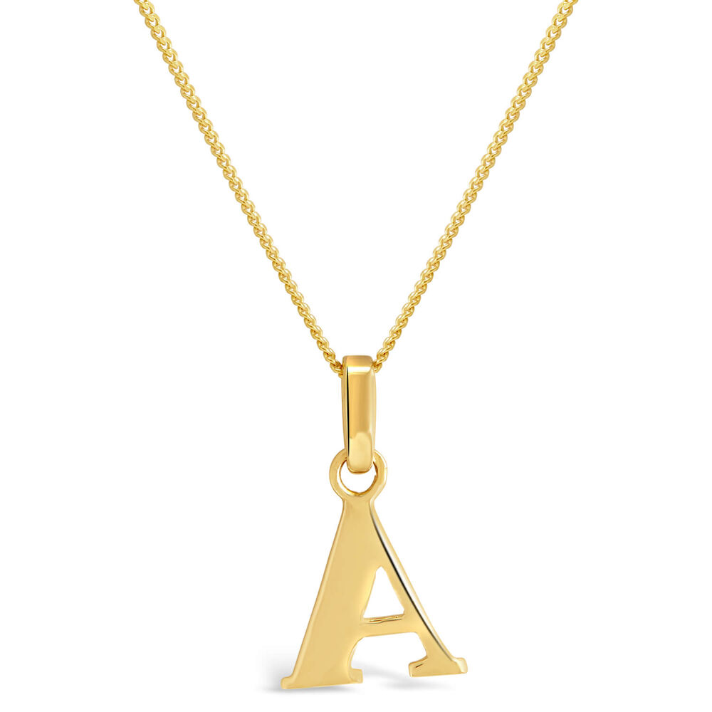 9ct Yellow Gold Plain Initial A Pendant With 16-18' Chain (Chain Included) image number 0