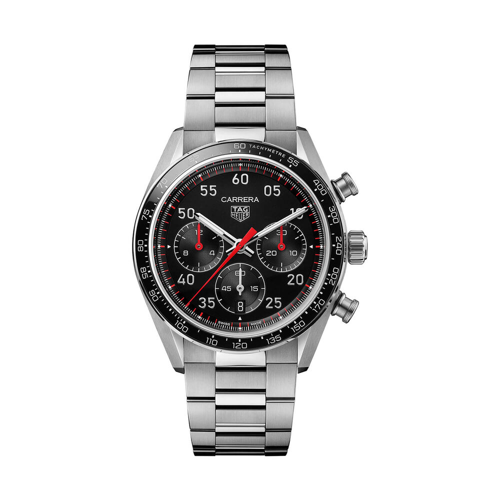 TAG Heuer Carrera Chronograph Sport 42mm Black Dial Steel Bracelet Watch