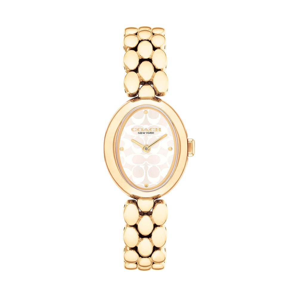 Coach Sammy 22mm Beige Dial Gold Tone Steel Bracelet Watch