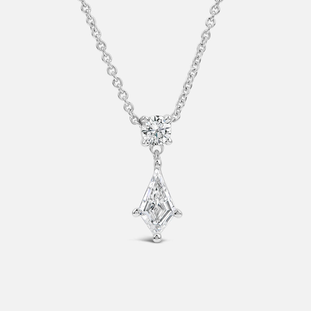 Born Classic 9ct White Gold Lab Grown 0.50ct Kite Shape & Round Brilliant Diamond Pendant