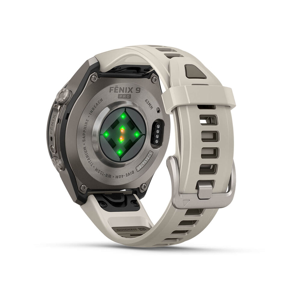 Garmin fenix 9 Pro 43mm Titanium Fog Grey/Dark Sandstone Silicone Strap Watch