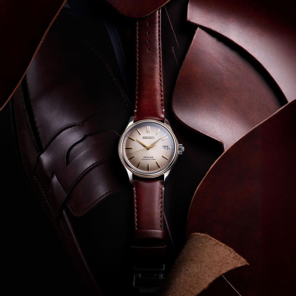 Seiko Presage Classic Limited Edition Shiracha 40mm Dial Brown Leather Strap Watch image number 6